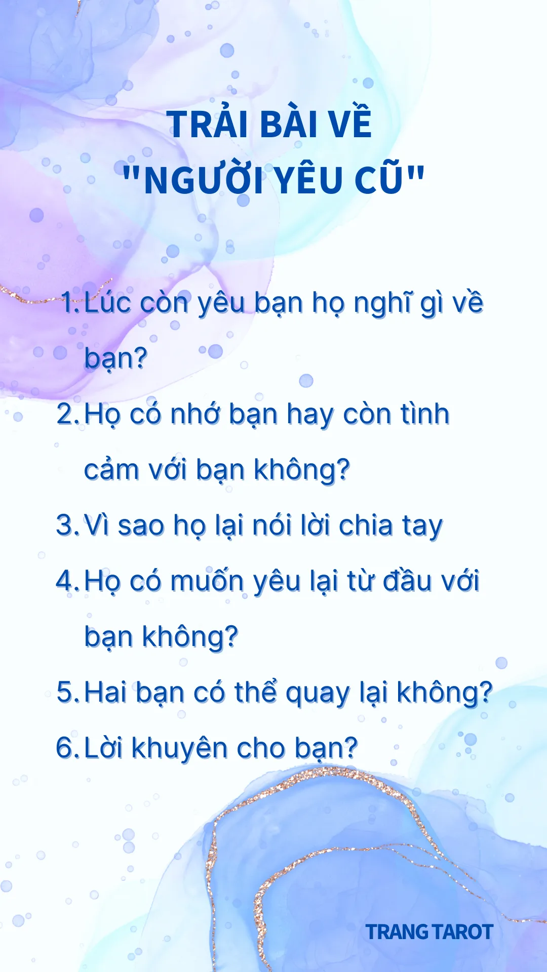 List câu hỏi tarot về người yêu cũ