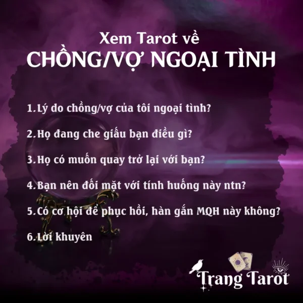 Gói xem bói tarot chồng ngoại tình, lăng nhăng