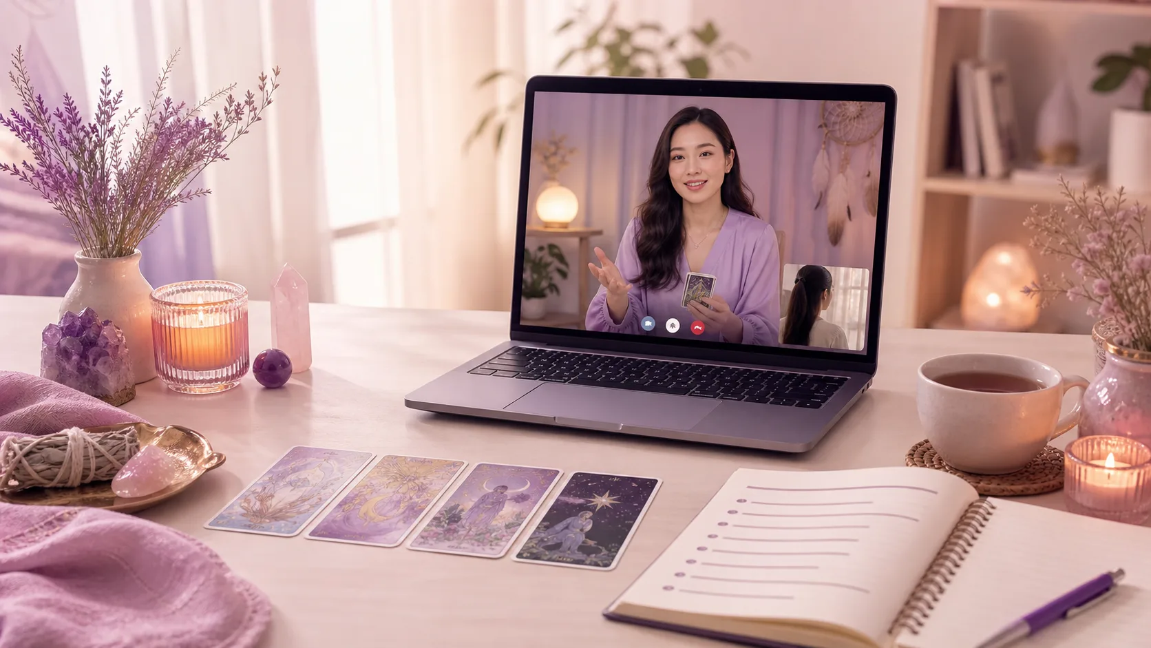 Không gian đặt lịch xem tarot online qua điện thoại